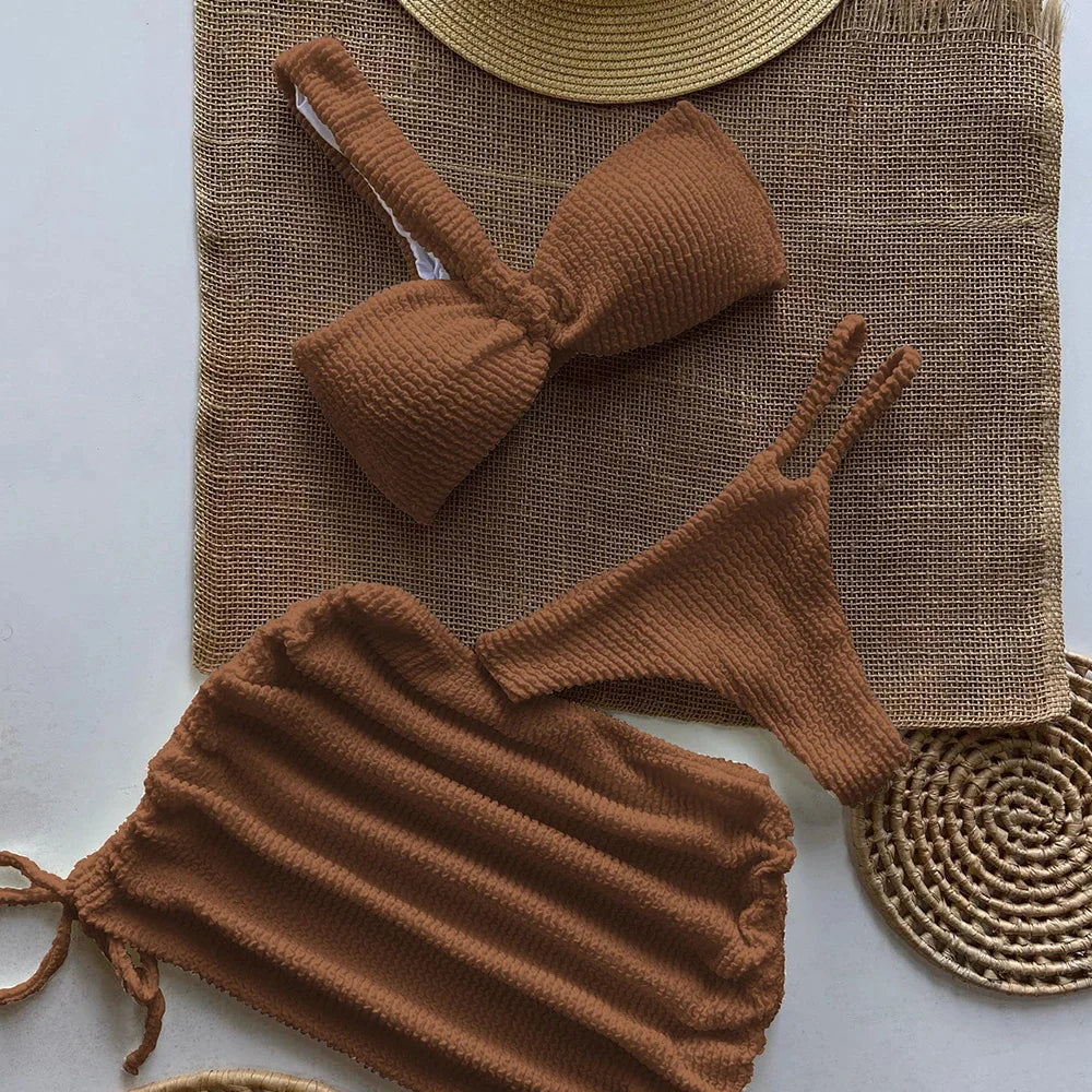 Sexy 3pieces Micro Bikini 2025 Women Swimsuit Female Swimwear Thong Bikinis Set Brazilian Beach Wear Bathing Suit Biquini - 3KDyn